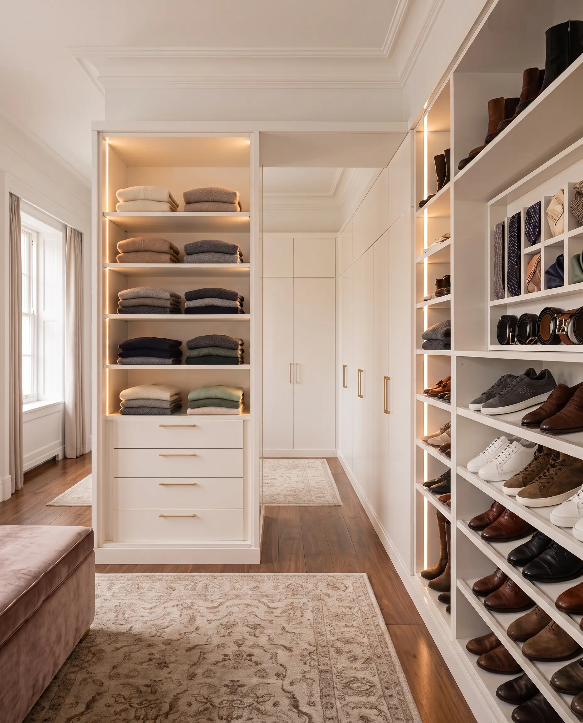 A completed luxury walk-in closet sanctuary